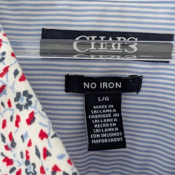 CHAPS No-Iron Button Down Size Large 3/4 Sleeve w/ Contrast Cuffs - Picture 5 of 7